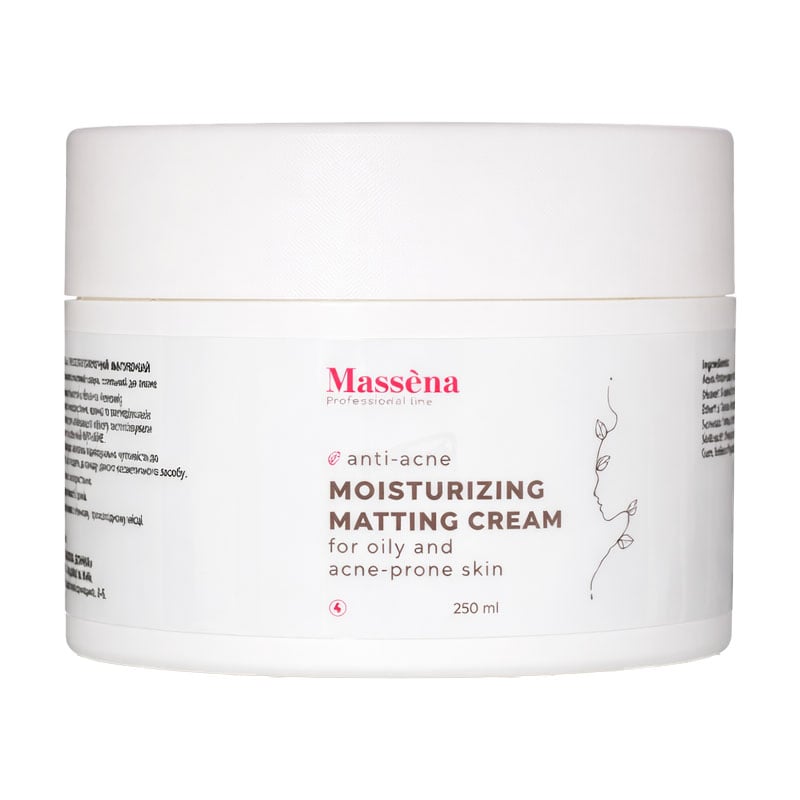 Зволожувальний матувальний крем для обличчя Massena Anti-Acne Moisturizing Matting Cream для жирної та схильної до акне шкіри, 250 мл